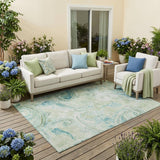 5' X 8' Sage And Green Paisley Washable Indoor Outdoor Area Rug