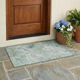 3' X 5' Aqua And Teal Blue Paisley Washable Indoor Outdoor Area Rug