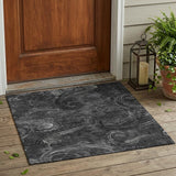 3' X 5' Charcoal And Gray Paisley Washable Indoor Outdoor Area Rug