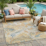 5' X 8' Coral And Orange Paisley Washable Indoor Outdoor Area Rug