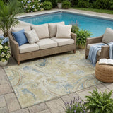 5' X 8' Wheat And Gold Paisley Washable Indoor Outdoor Area Rug
