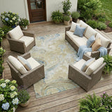 8' X 10' Wheat And Gold Paisley Washable Indoor Outdoor Area Rug
