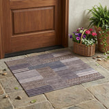 3' X 5' Brown And Gray Striped Washable Indoor Outdoor Area Rug