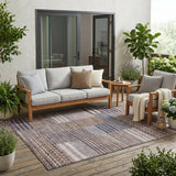 5' X 8' Brown And Gray Striped Washable Indoor Outdoor Area Rug
