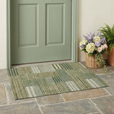 3' X 5' Green And Sage Striped Washable Indoor Outdoor Area Rug