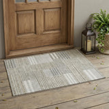 3' X 5' Taupe And Brown Striped Washable Indoor Outdoor Area Rug
