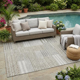 5' X 8' Taupe And Brown Striped Washable Indoor Outdoor Area Rug