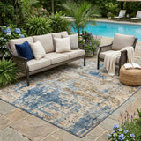 5' X 8' Brown And Khaki Abstract Washable Indoor Outdoor Area Rug