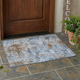 3' X 5' Blue And Gray Abstract Washable Indoor Outdoor Area Rug
