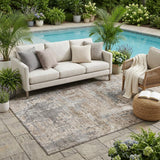 5' X 8' Khaki And Brown Abstract Washable Indoor Outdoor Area Rug