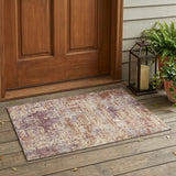 3' X 5' Orange And Beige Abstract Washable Indoor Outdoor Area Rug