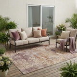 5' X 8' Orange And Beige Abstract Washable Indoor Outdoor Area Rug