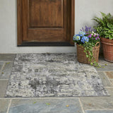 3' X 5' Pewter And Gray Abstract Washable Indoor Outdoor Area Rug