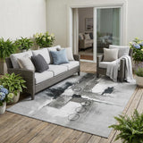 5' X 8' Pewter And Gray Abstract Washable Indoor Outdoor Area Rug