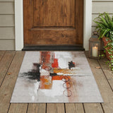 3' X 5' Red And Silver Abstract Washable Indoor Outdoor Area Rug