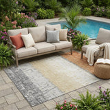 5' X 8' Copper And Orange Striped Washable Indoor Outdoor Area Rug