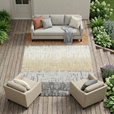 8' X 10' Copper And Orange Striped Washable Indoor Outdoor Area Rug