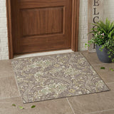 3' X 5' Coffee And Brown Botanical Leaves Washable Indoor Outdoor Area Rug