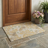 3' X 5' Gold And Silver Botanical Leaves Washable Indoor Outdoor Area Rug