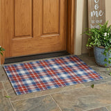 3' X 5' Blue And Ivory Geometric Washable Indoor Outdoor Area Rug