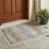 3' X 5' Gray And Khaki Abstract Washable Indoor Outdoor Area Rug