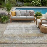 5' X 8' Gray And Khaki Abstract Washable Indoor Outdoor Area Rug