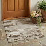 3' X 5' Beige And Brown Abstract Washable Indoor Outdoor Area Rug