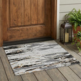 3' X 5' Black And Gray Abstract Washable Indoor Outdoor Area Rug