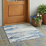 3' X 5' Sky Blue And Blue Abstract Washable Indoor Outdoor Area Rug