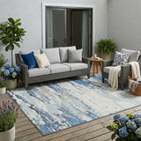 5' X 8' Sky Blue And Blue Abstract Washable Indoor Outdoor Area Rug