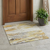 3' X 5' Wheat And Gold Abstract Washable Indoor Outdoor Area Rug