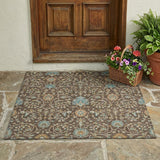 3' X 5' Coffee And Brown Floral Washable Indoor Outdoor Area Rug