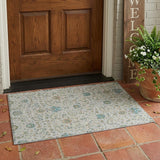 3' X 5' Silver And Gray Floral Washable Indoor Outdoor Area Rug