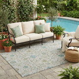 5' X 8' Silver And Gray Floral Washable Indoor Outdoor Area Rug
