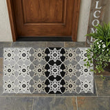 3' X 5' Gray And Pewter Floral Medallion Washable Indoor Outdoor Area Rug