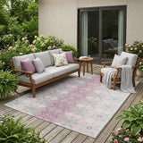 5' X 8' Pink And Pearl Floral Medallion Washable Indoor Outdoor Area Rug