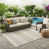 5' X 8' Beige And Brown Striped Washable Indoor Outdoor Area Rug