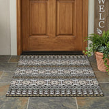 3' X 5' Black And Gray Striped Washable Indoor Outdoor Area Rug