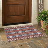3' X 5' Red And Ivory Striped Washable Indoor Outdoor Area Rug
