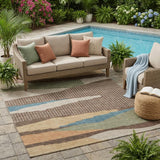 5' X 8' Coffee And Brown Abstract Washable Indoor Outdoor Area Rug