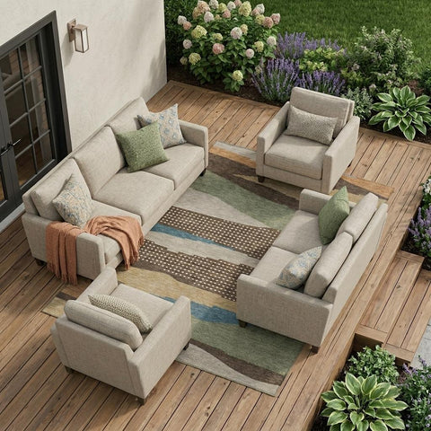 8' X 10' Coffee And Brown Abstract Washable Indoor Outdoor Area Rug