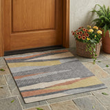 3' X 5' Gray And Pewter Abstract Washable Indoor Outdoor Area Rug