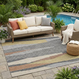 5' X 8' Gray And Pewter Abstract Washable Indoor Outdoor Area Rug