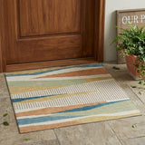 3' X 5' Ivory And Cream Abstract Washable Indoor Outdoor Area Rug