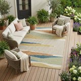 8' X 10' Ivory And Cream Abstract Washable Indoor Outdoor Area Rug