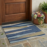 3' X 5' Navy Blue And Blue Abstract Washable Indoor Outdoor Area Rug