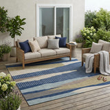 5' X 8' Navy Blue And Blue Abstract Washable Indoor Outdoor Area Rug