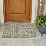 3' X 5' Green And Khaki Geometric Washable Indoor Outdoor Area Rug