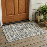 3' X 5' Silver And Gray Geometric Washable Indoor Outdoor Area Rug