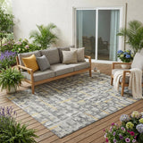 5' X 8' Silver And Gray Geometric Washable Indoor Outdoor Area Rug